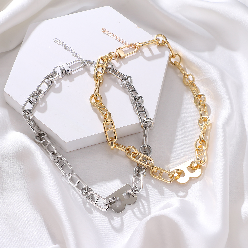 Dây Chuyền Kim Loại Mặt Chữ B Thời Trang Cá Tính Cho Nữ