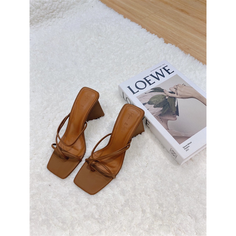 Guốc cao gót quai mảnh cao 7p, Giày sandal nữ cao gót 5 phân, Guốc gót tam giác