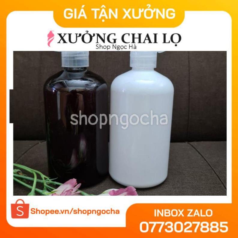 Chai nhựa pet Nắp Bật 500ml lùn chiết mỹ phẩm , phụ kiện du lịch