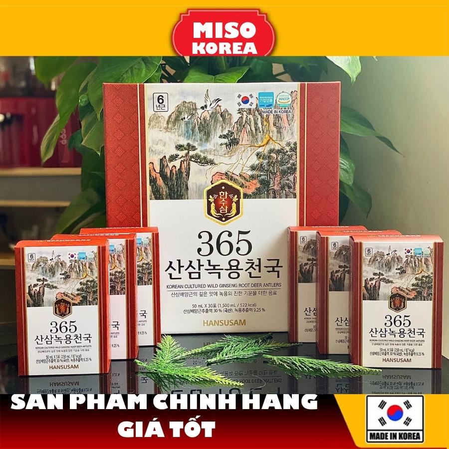 Nước Hồng Sâm Nhung Hươu Núi 365 HANSUSAM Hàn Quốc hộp 60 gói x 50ml