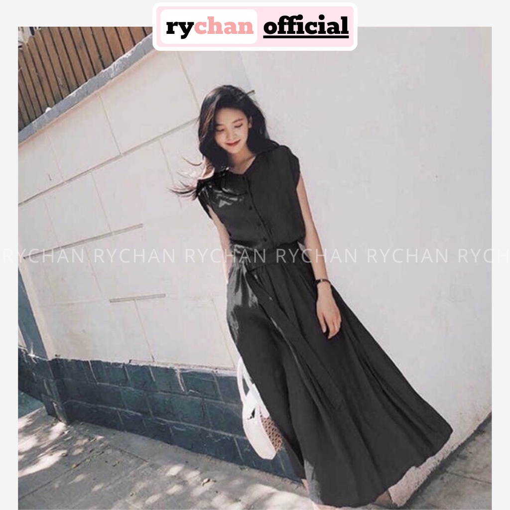 Đầm Nữ Dự Tiệc Form Dài Cổ V Tay Con Nút Trước Kèm Belt Màu Xanh Đen [ẢNH THẬT CUỐI] - DX9918