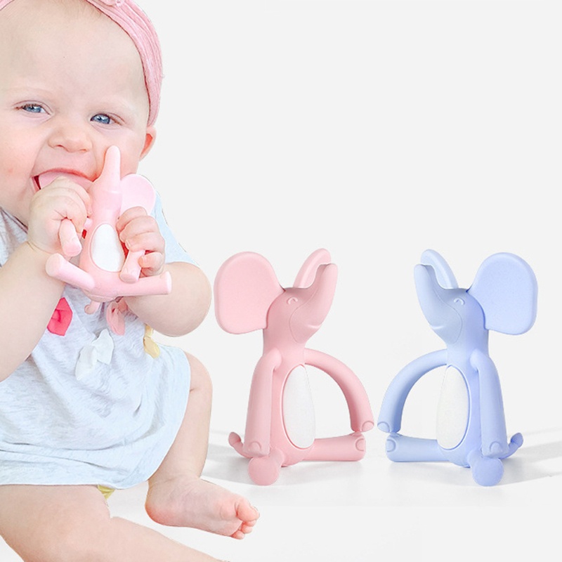 1 Đồ Chơi Ngậm Mọc Răng Hình Chú Voi Hoạt Hình Bằng Silicon Thoải Mái Cho Bé