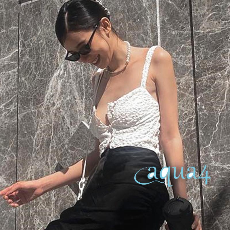 Áo Hai Dây Phối Ren In Họa Tiết Dễ Thương Thời Trang Cho Nữ Y2K