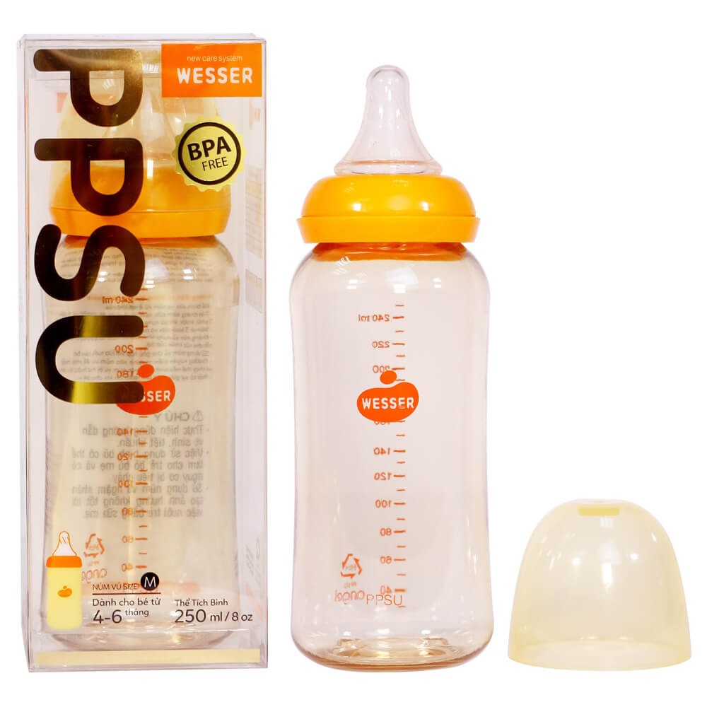 Bình sữa cao cấp cổ hẹp - 250ml PPSU Wesser