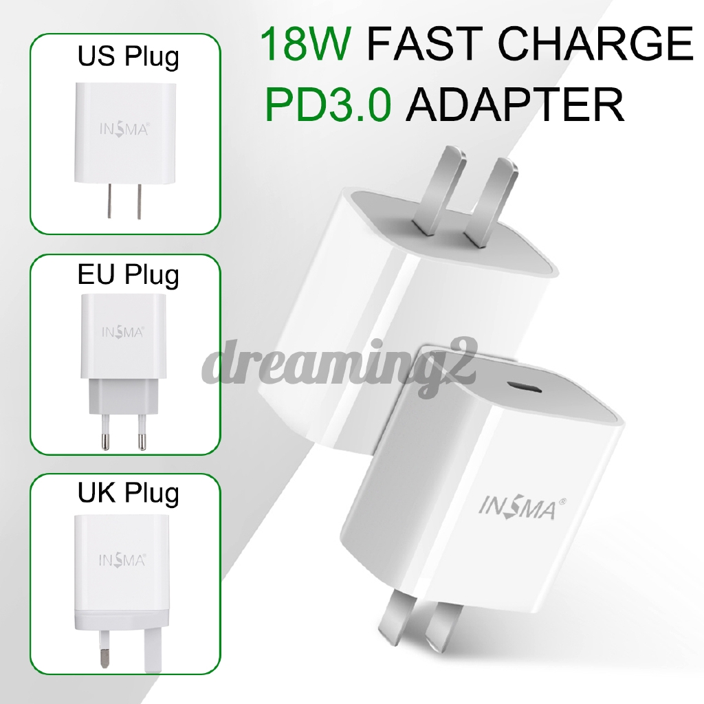Củ sạc nhanh insma 18w usb type c pd3.0 chuyên dụng cho iphone apple