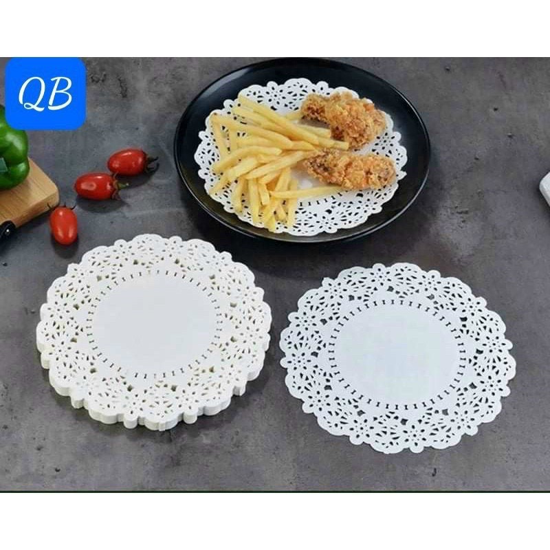 Tập 150 tờ giấy thấm dầu ăn, hút dầu mỡ họa tiết hoa văn đục lỗ size 22cm