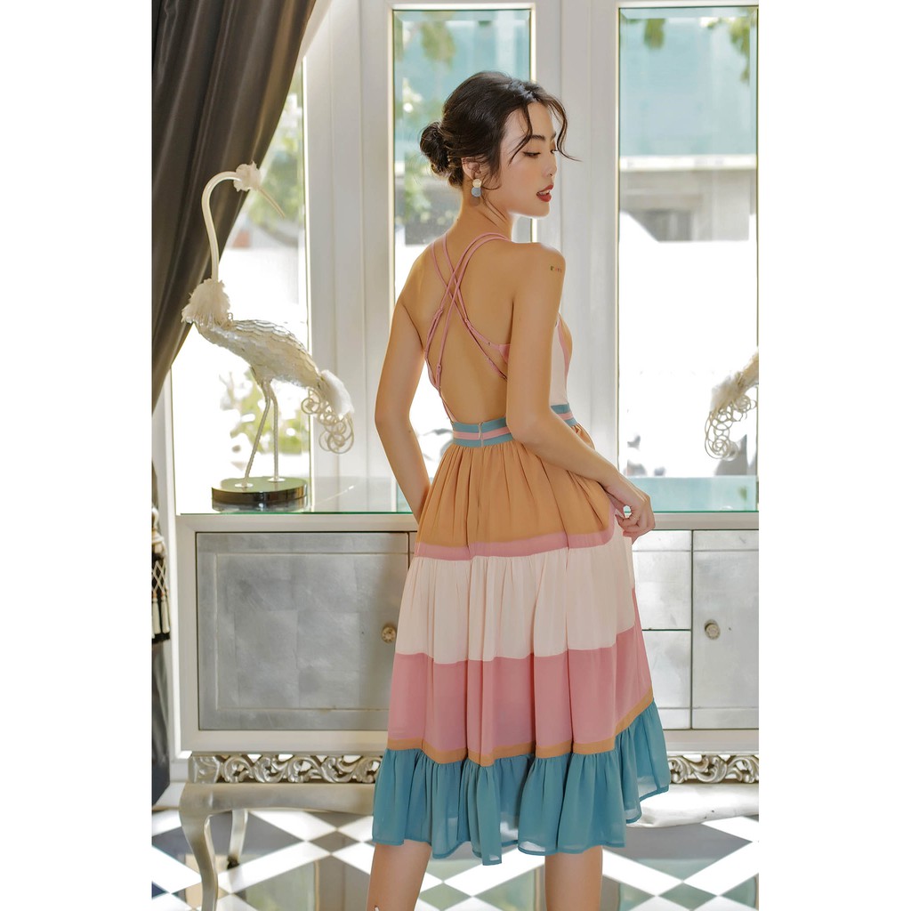 [Mã SKAMSALEP6 giảm 10% tối đa 100K đơn 150K] SÒ VINTAGE - KIRA Đầm xoè phối màu | BigBuy360 - bigbuy360.vn