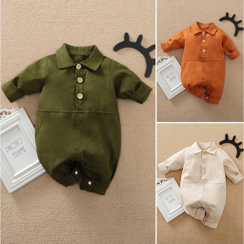 Bộ áo liền quần tay dài chất liệu cotton thoáng khí thời trang cho bé trai