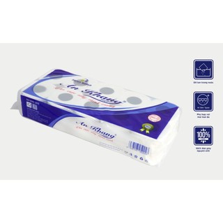 Giấy vệ sinh có lõi AN KHANG SOFT AKS10, 100% bột giấy nguyên sinh, dùng trong toilet, hai lớp, 10 cuộn/lốc