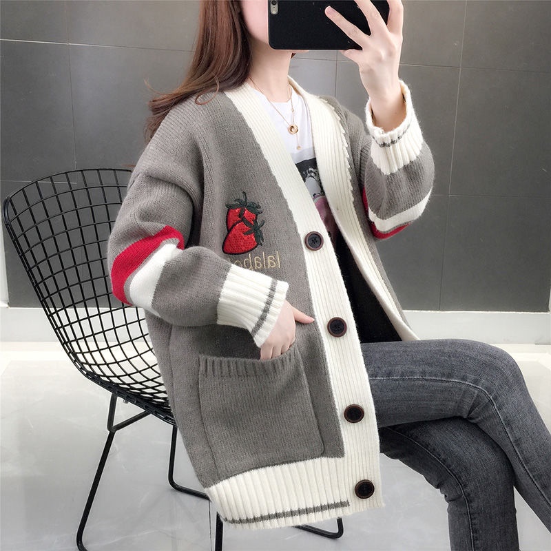 Áo Khoác Cardigan Dệt Kim Rộng Rãi Phong Cách Hàn Quốc Nữ Mới
