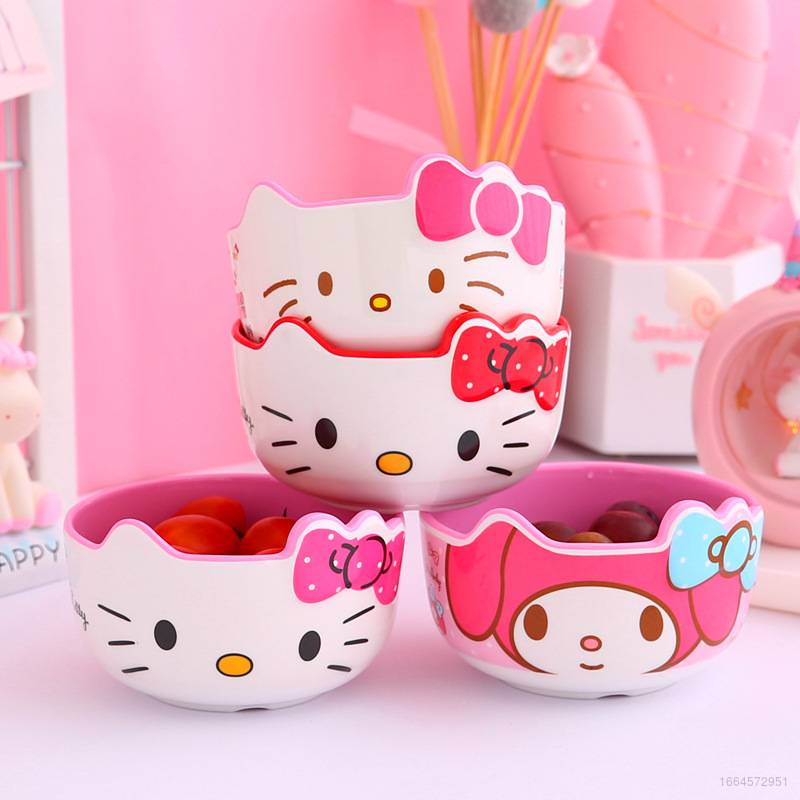 Bộ Chén Dĩa TY3 Họa Tiết Hello Kitty Hai Màu Xinh Xắn Cho Bé
