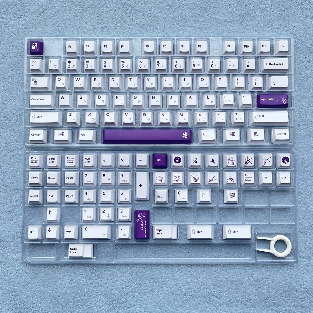 128 Phím PBT Keycaps Cherry Profile Anh đào Hoa mai Hoa lan Hoa cúc Cây thuốc nhuộm tre Phụ Bàn phím cơ học Keycap