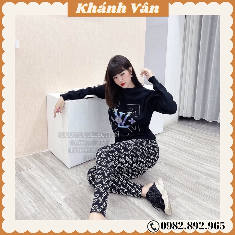 Sét bộ đồ nữ, bộ thể thao thu đông mặc nhà đính kim sa hàng loại 1