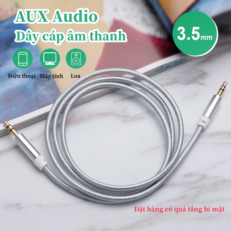 Dây Cáp Loa 2 Đầu Giắc 3.5mm AUX-Đầu Mạ Vàng,Kết Nối Loa Với Điện Thoại,Laptop,Máy Tính,Tai Nghe,iPad,Tivi,Ô Tô