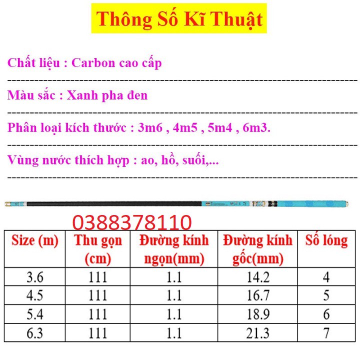 Cần Câu Tay Kaiwu 5H, Tặng Kèm Ngọn Phụ