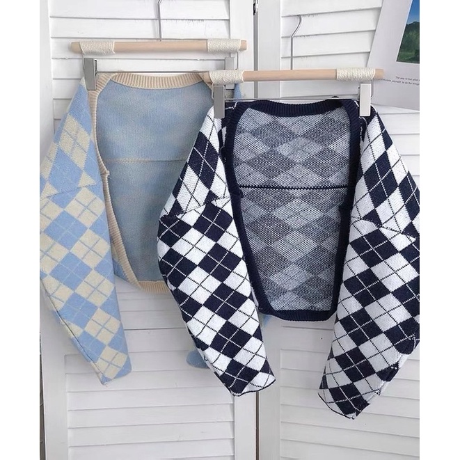 Áo Cardigan Argyle Minipie