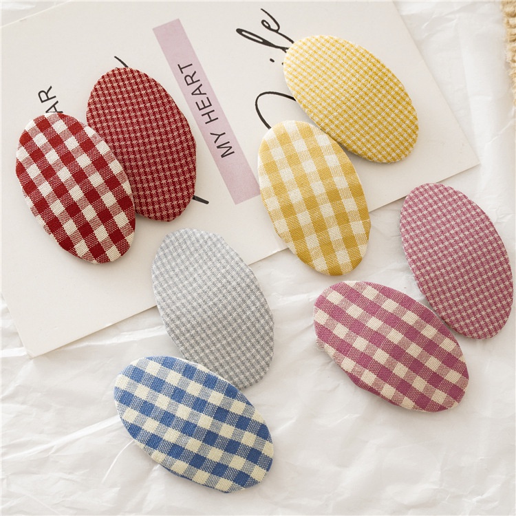 Bộ kẹp tóc BB họa tiết sọc caro màu sắc ngọt ngào dễ thương sành điệu cho bé gái