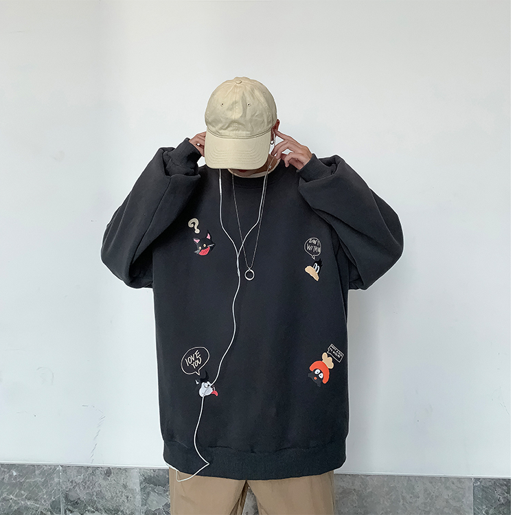 Áo sweater form rộng cổ tròn thời trang cá tính cho nam | BigBuy360 - bigbuy360.vn