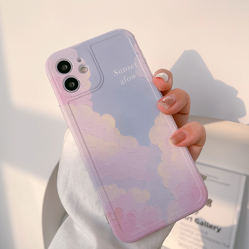 Fashion Soft Casing Gradient Smudge Pink Blue Sky Iphone 12mini 12/12Pro 12pro Max 11 11Pro Max SE 2020 X XS XR XsMax Case for Iphone 6 6s 6plus 7 8 7plus Back Cover