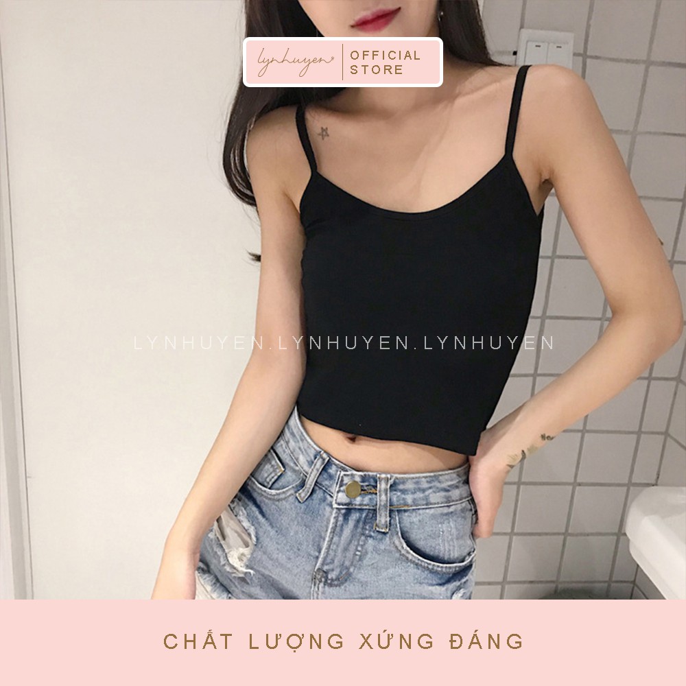 Áo 2 Dây Croptop Nữ Đẹp Cổ Vuông Lynhuyen - 3 Màu - A001