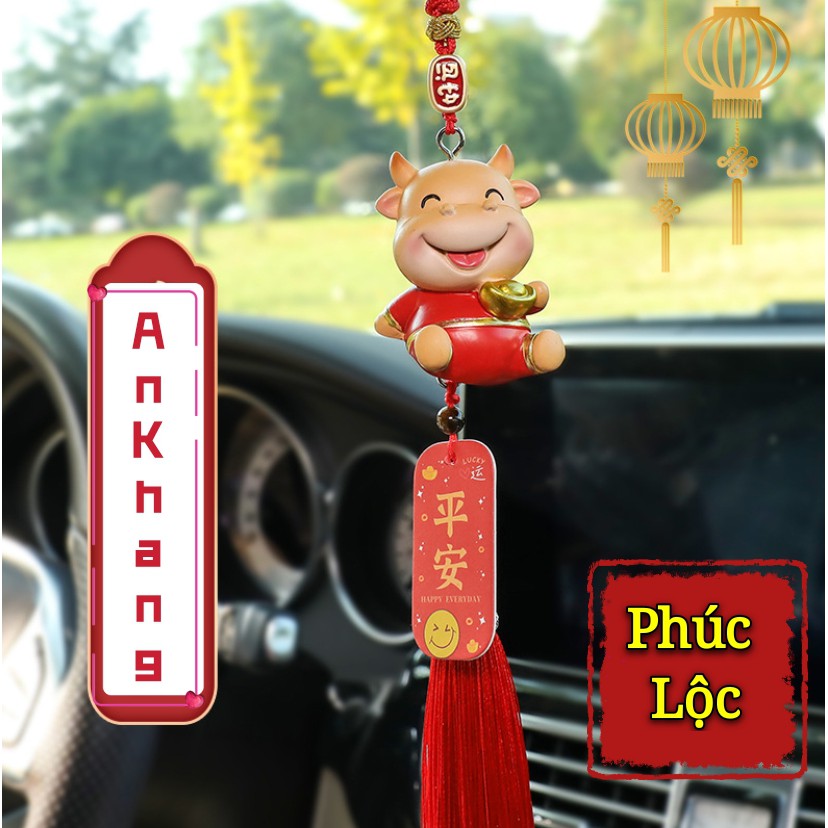 Dây treo xe ô tô tượng trâu phong thủy trang trí siêu đẹp cho một năm mới may mắn, tài lộc