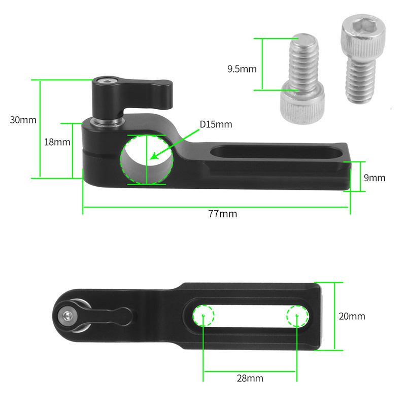 Máy ảnh XT-XINTE Kẹp thanh đơn 15mm tiêu chuẩn phổ thông với ống an toàn NATO1 / 4 "-20 Vít cho máy ảnh DSLR GH5 Emos100 5DMarkIII