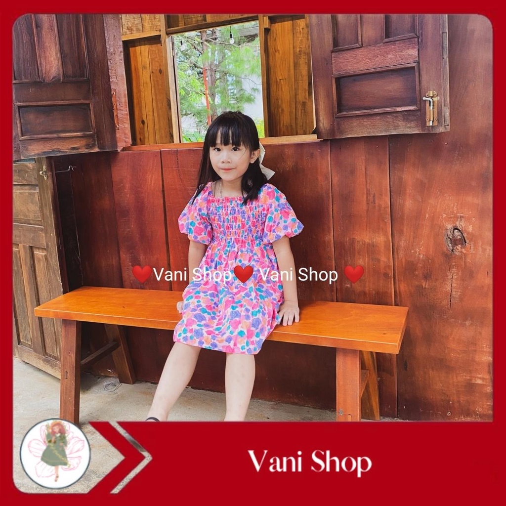 Đầm bé gái sang chảnh kiểu công chúa hoạ tiết hoa rực rỡ cho bé từ 16kg đến 26kg