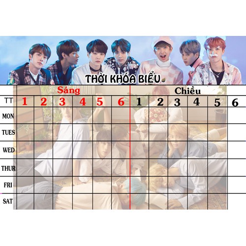 THời khóa biểu BTS combo 5 cái -50k