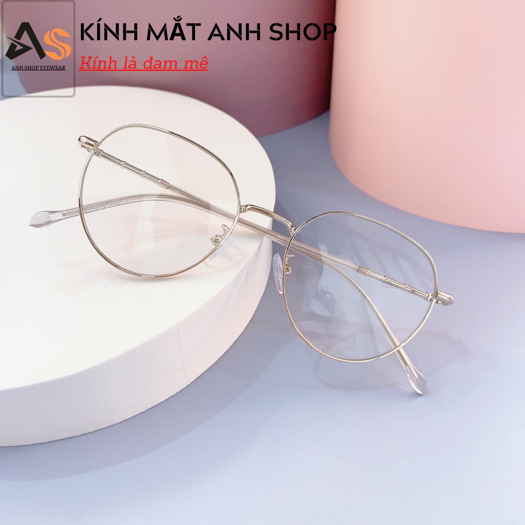 Kính tròn thời trang nam nữ kiểu dáng thanh mảnh dễ ôm mặt chất liệu kim loại 2998