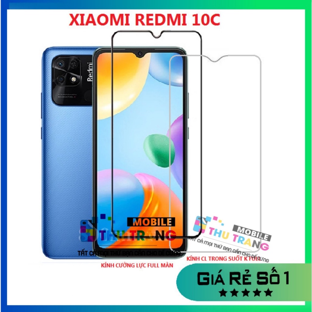 Kính cường lực full màn hình Xiaomi Redmi 10C/ Poco C40 Redmi 12C Redmi 10A kính cường lực trong suốt Xiaomi Redmi 10C