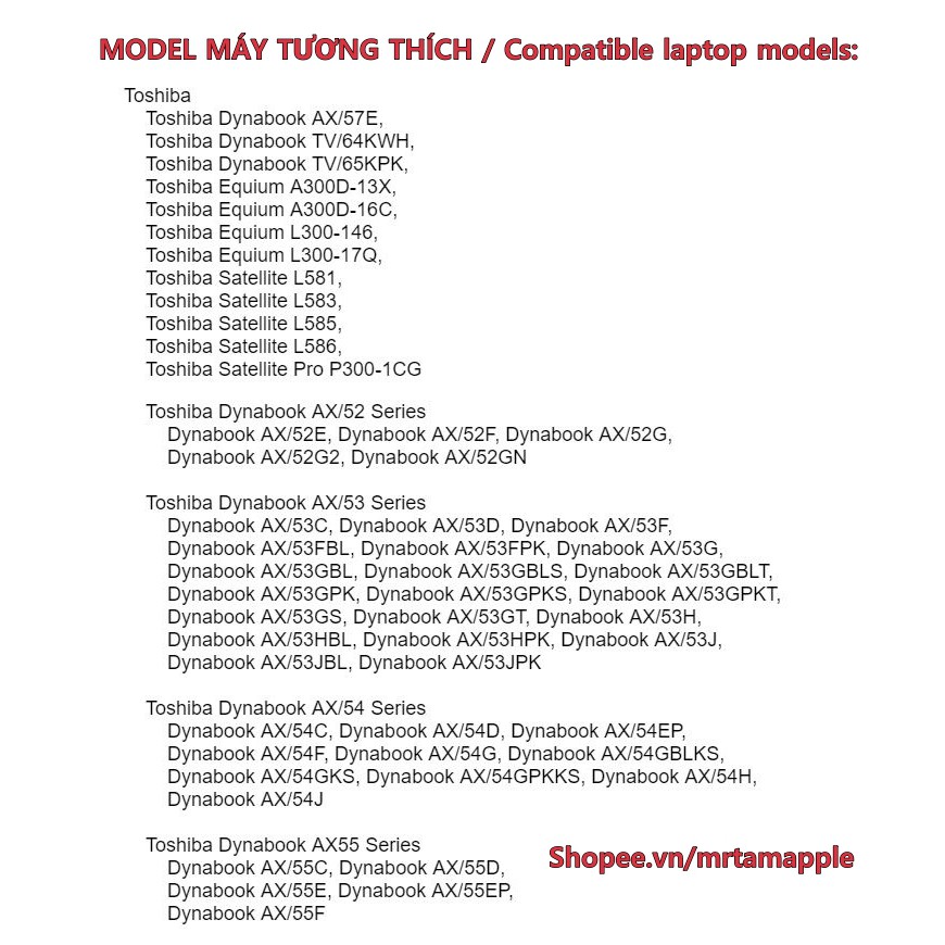 Pin Laptop TOSHIBA PA3534U  - 6 CELL- Satellite A200 A205 A210 A215 A300 A300D A305 A305D A350 A350D PA3535U