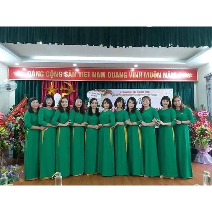 Áo dài may sẵn - áo dài trơn một màu - áo dài màu xanh lá
