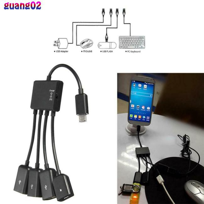Dây Cáp Chia 4 Cổng Micro Usb Type-C Otg Cho Bàn Phím Chuột Máy Tính Bảng