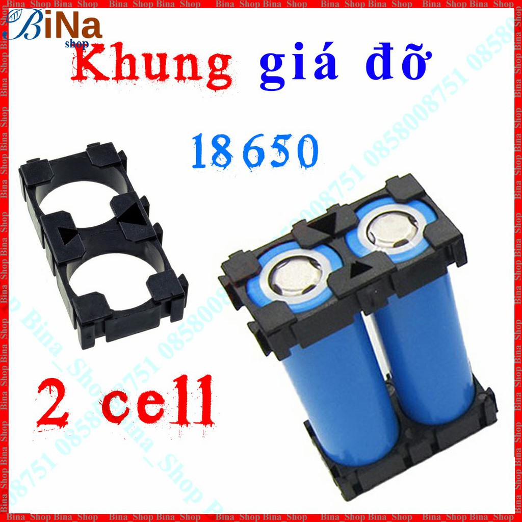 Khung gắn pin 18650 loại 2 cell Giá đỡ 2 cell pin 18650 2S 8.4v tiện dụng