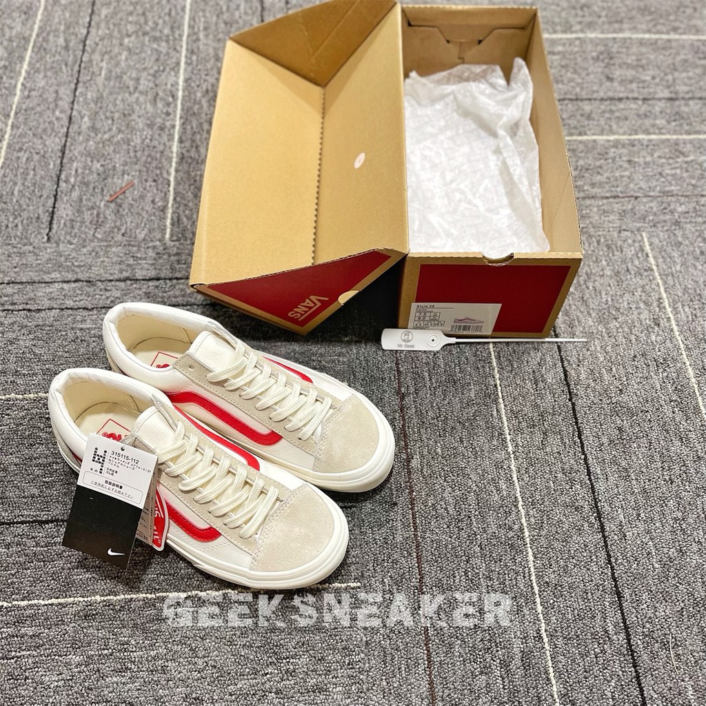 [GeekSneaker] Giày Vans Style 36 Marshmallow Racing Red - Viền Đỏ