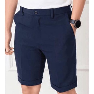 Quần short đùi tây âu vải tuyết mưa dày dặn, co giãn nam màu xanh đen