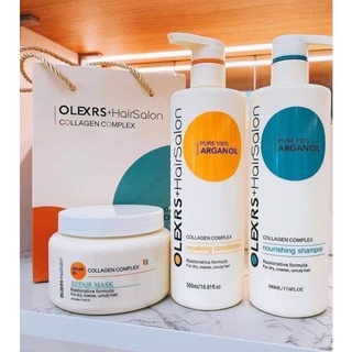 Cặp Dầu Gội Xả Olexrs Argan Oil Collagen Hair Salon- chai 500ml