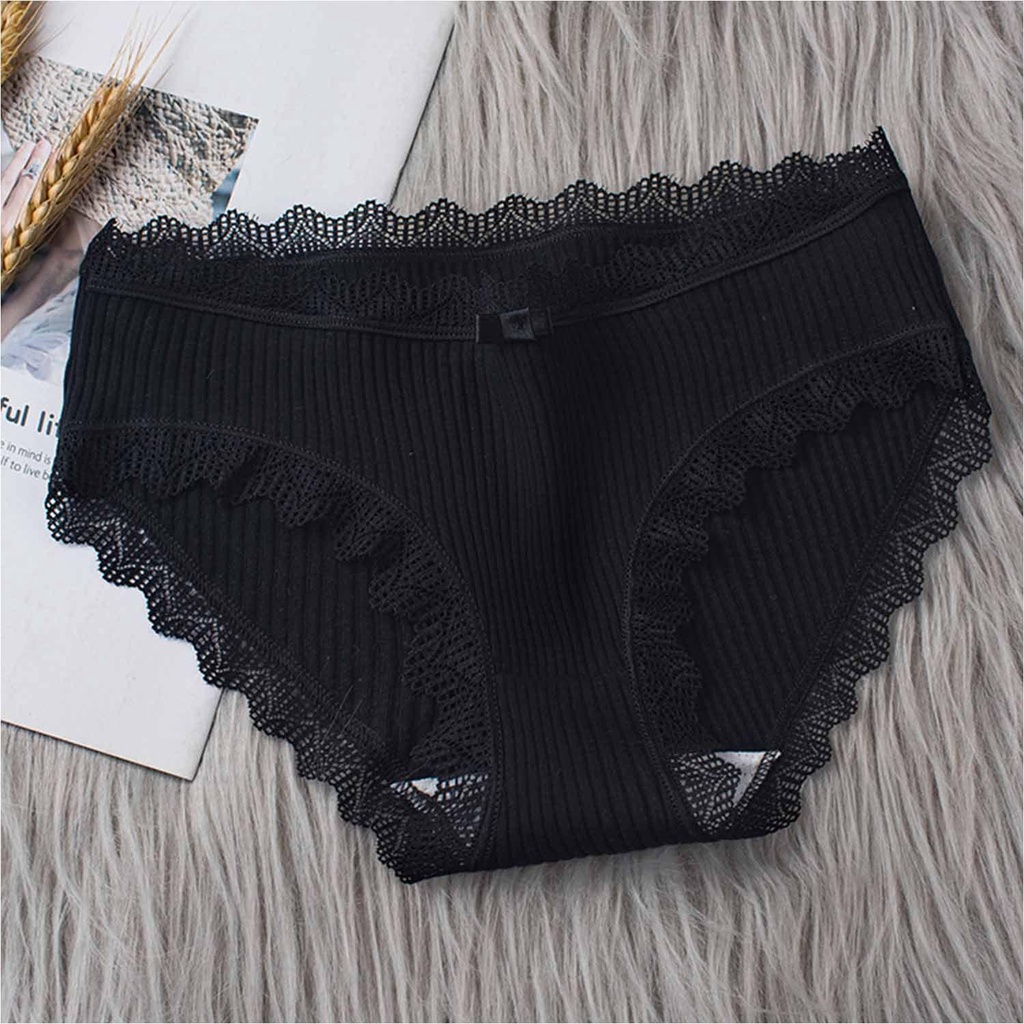Quần Lót Cotton Không Đường May Phối Ren Ngọt Ngào