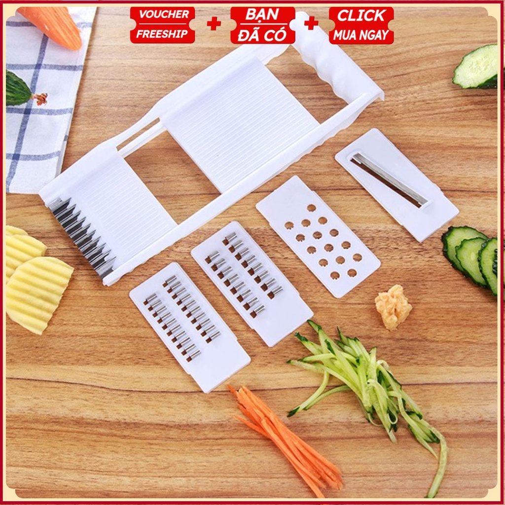 Bộ Gọt Bào Vỏ, Bàn nạo Sợi Rau Củ - Trái Cây - Hoa Quả 5 IN 1 - Chất Liệu Cao Cấp