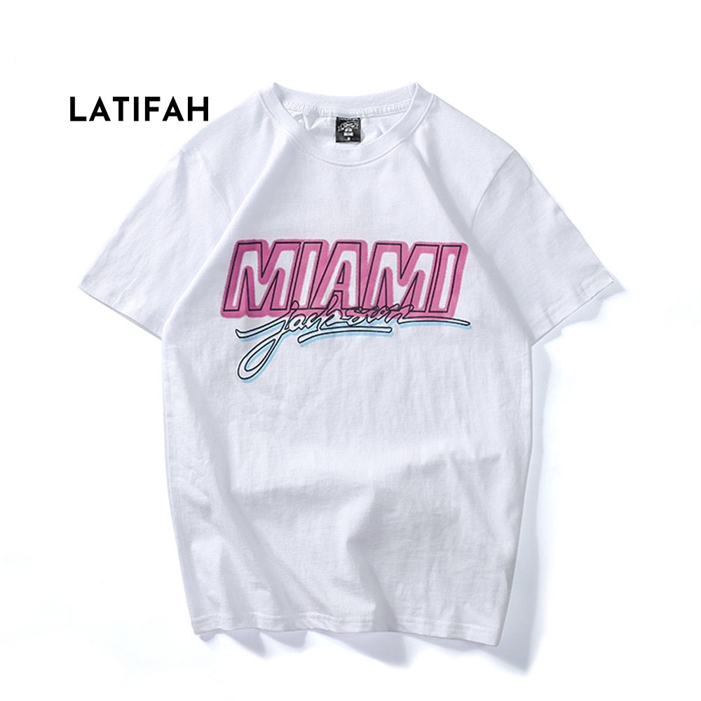 Áo thun unisex tay lỡ Latifah form rộng in chữ MIAMI AT005 chất vãi dày dặn co giãn 2 chiều