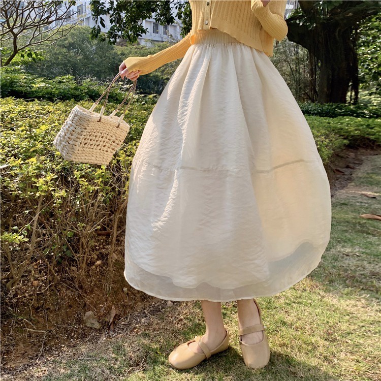 Chân váy NZN dáng chữ A lưng cao phối lưới phong cách Hàn Quốc thời trang dành cho nữ