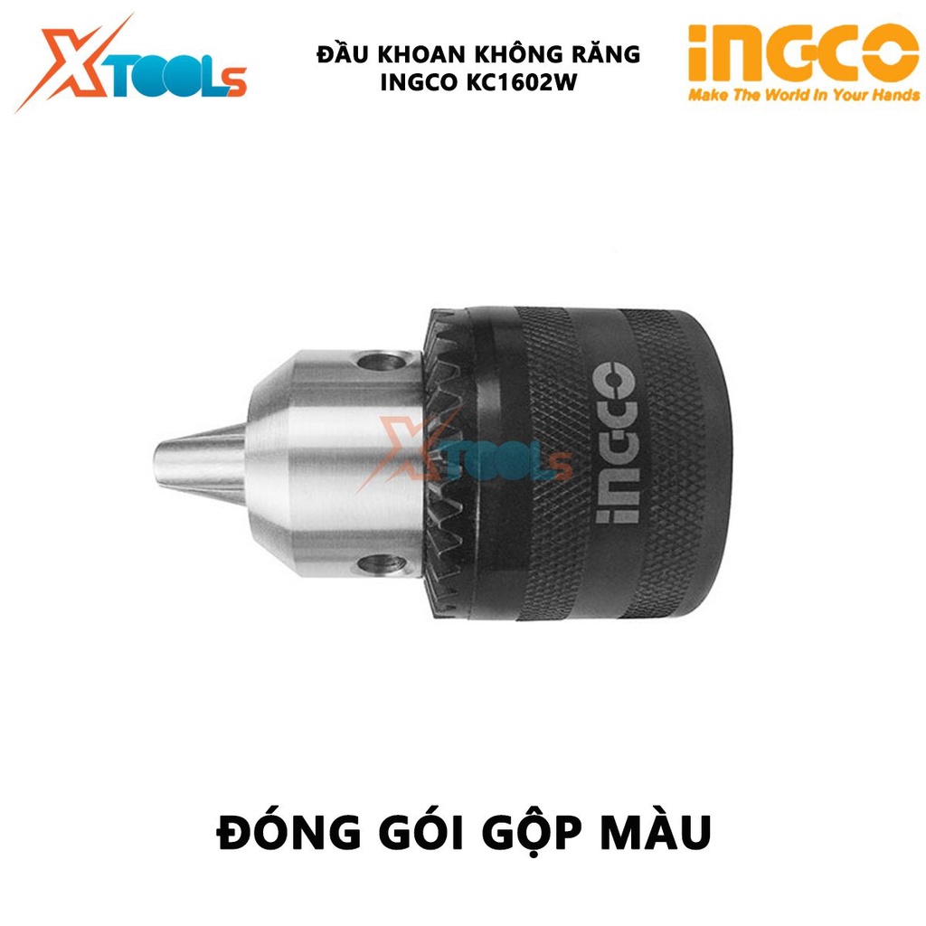 Đầu khoan không răng INGCO KC1602W đầu máy khoan khả năng khoan 3-16mm, không răng cưa b18, kèm 1 khóa vặn 80mm chuyên d