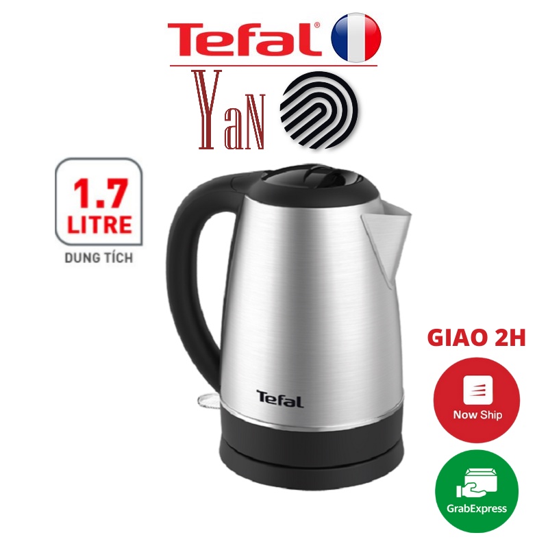 Ấm đun siêu tốc vỏ inox tự ngắt khi sôi 1.7L Tefal Handy KI800D68 1800W màu bạc - Hàng chính hãng