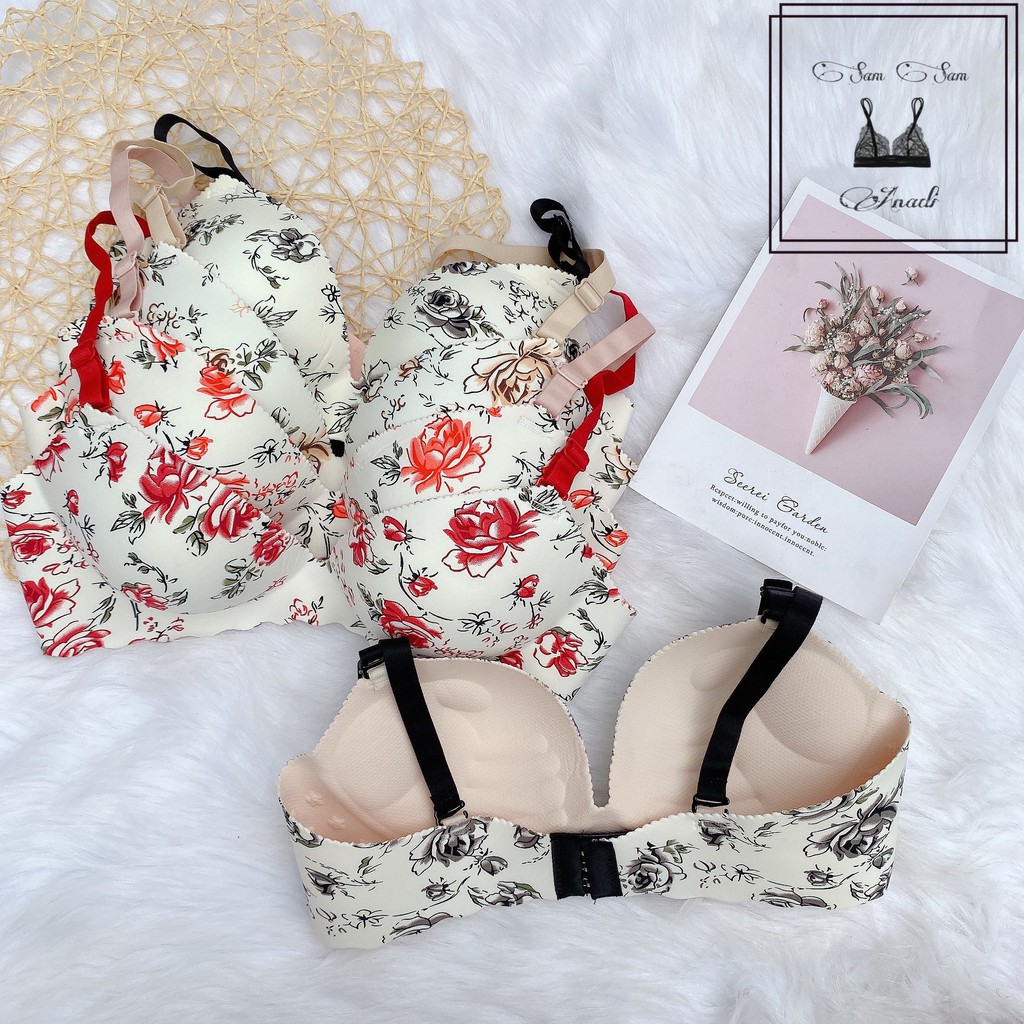 Áo Lót Su Đúc Hoa Hồng 3D Nâng Ngực Bàn Tay Thoáng Khí