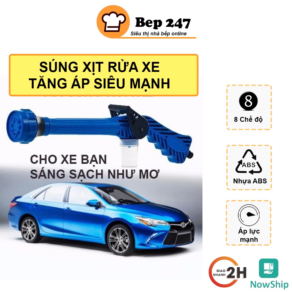 Súng Rửa Xe Tăng Áp 8 Chế Độ Xịt Nước - Vòi Tăng Áp - Súng Tăng Áp - Vòi Xịt