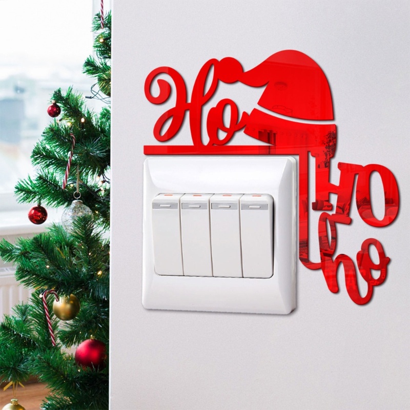 Set 4 Sticker Dán Công Tắc Trang Trí Hình Nón Ông Già Noel Dễ Thương