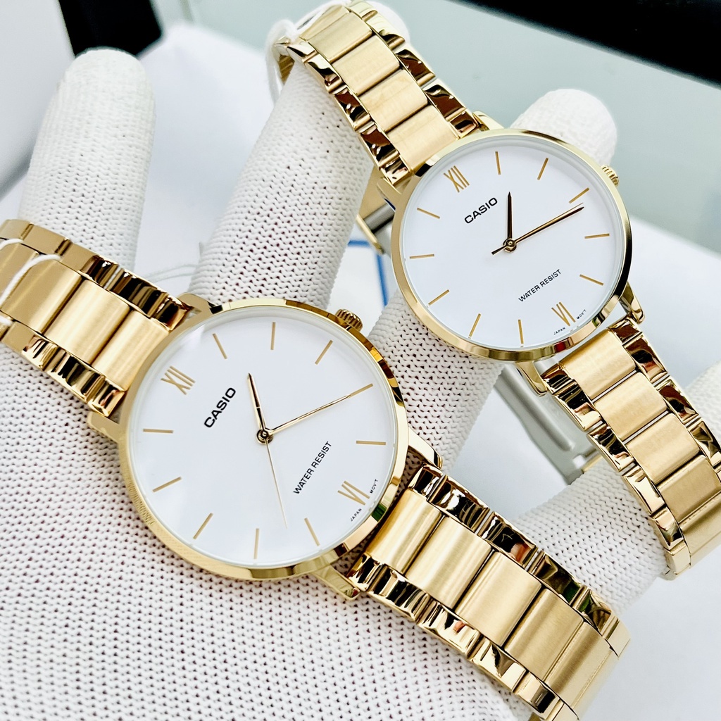 Đồng hồ Nam Casio MTP-VT01G-7B, đồng hồ chính hãng, dây vàng mặt trắng