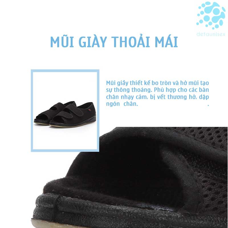 Giày vải 2 quai cho người già bệnh tiểu đường Detaunisex - TIDU01