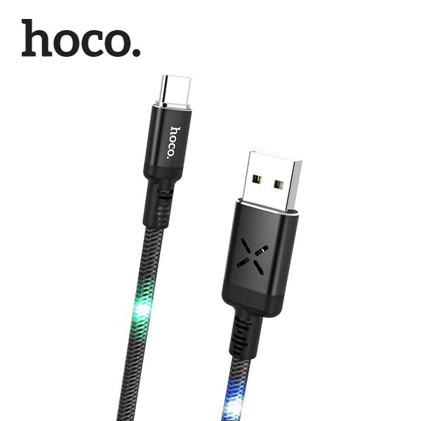 Cáp sạc nhanh Hoco U63 Type-C USB sạc nhanh 3A Max dành cho hệ điều hành Androi, dây nhựa TPE bền, có đèn LED, dài 1.2m