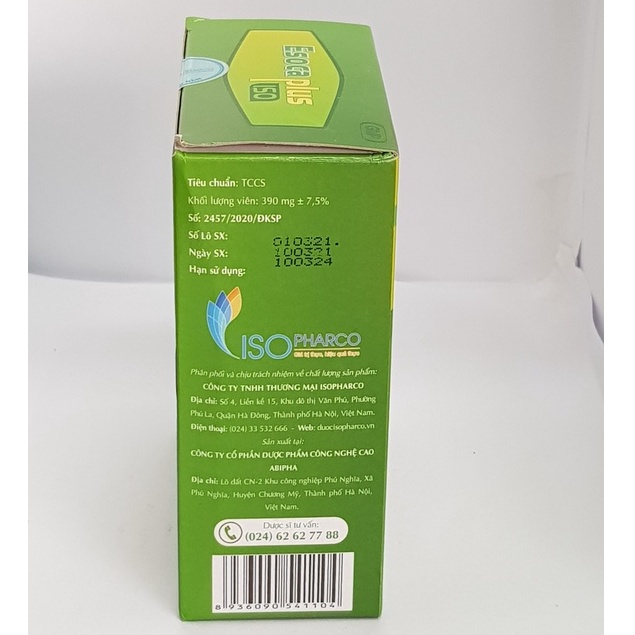 Esoca plus Isopharco – Hỗ trợ giảm ho do viêm họng, cảm lạnh, giảm đau rát họng (100 viên)